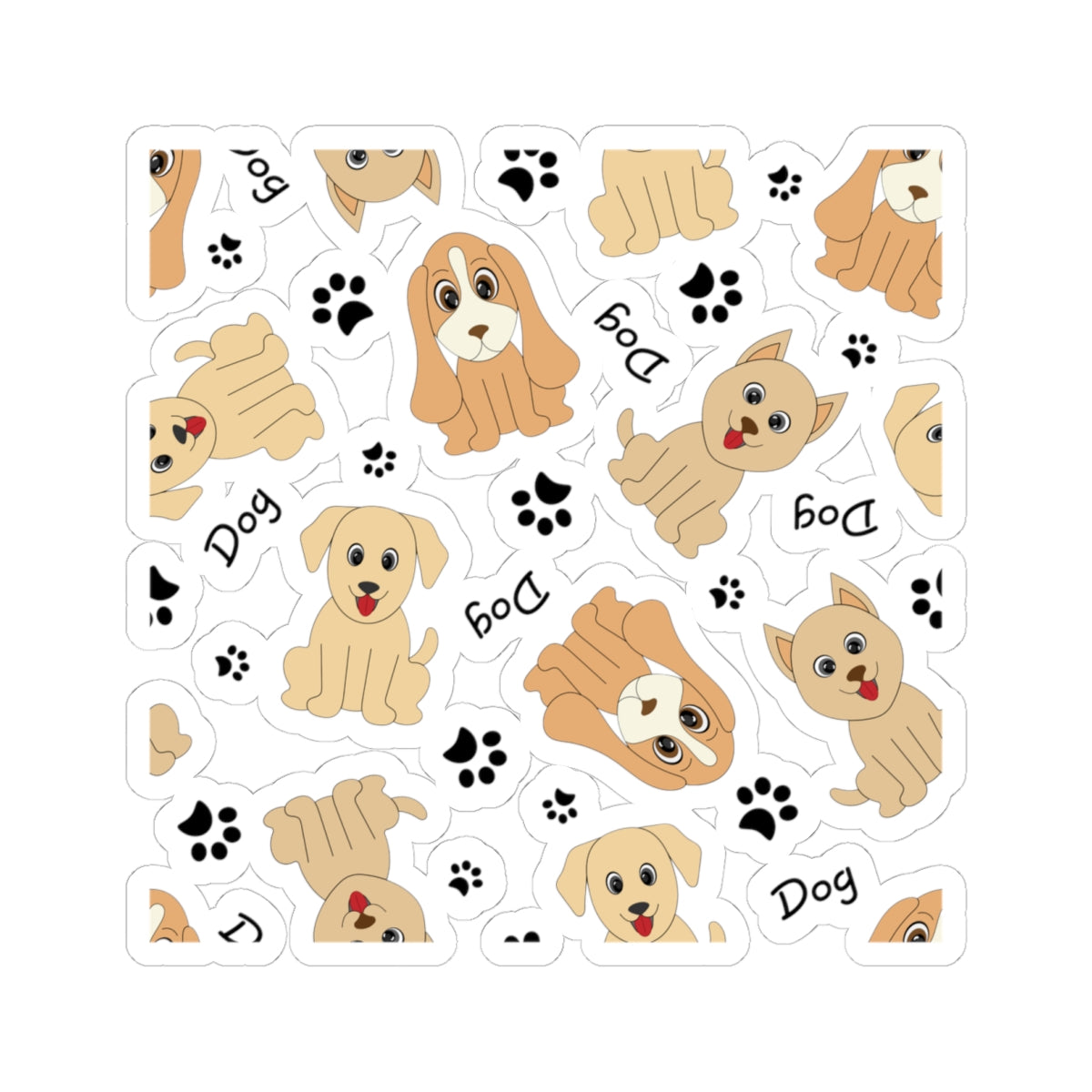 Cute Puppy Pattern Kiss-Cut Sticker Sheet