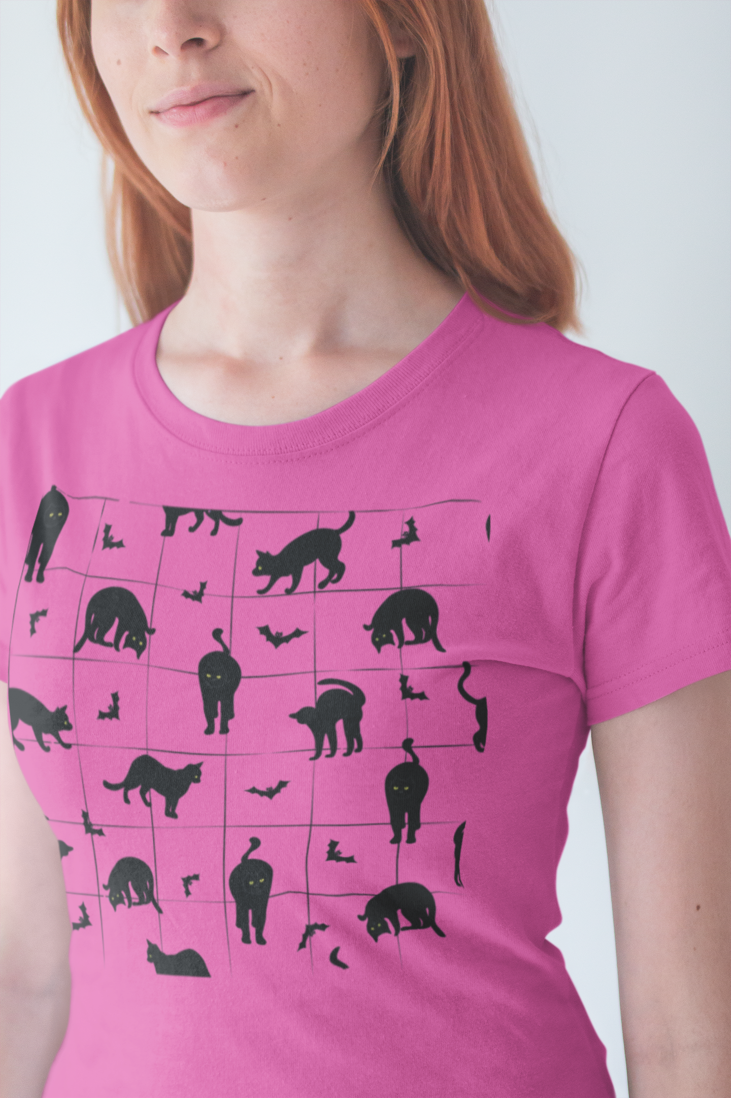 Cat Silhouette Pattern T-Shirt — Cute Black Cat Graphic Tee