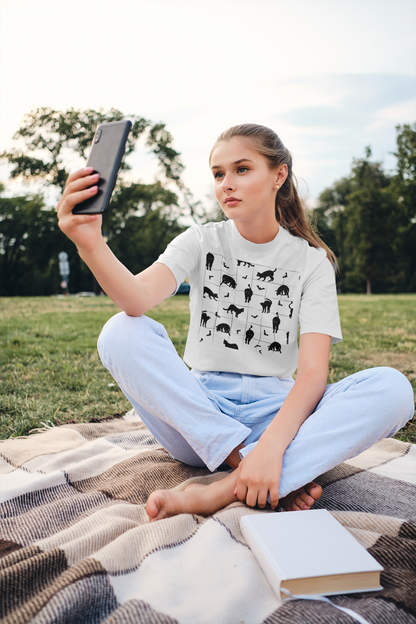 Cat Silhouette Pattern T-Shirt — Cute Black Cat Graphic Tee