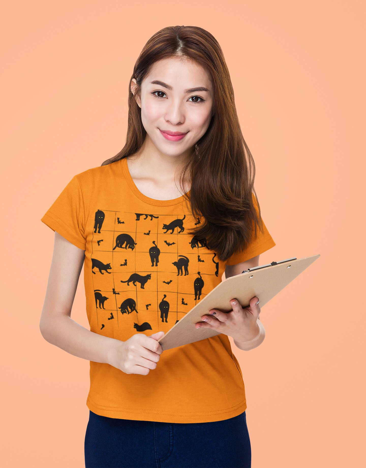 Cat Silhouette Pattern T-Shirt — Cute Black Cat Graphic Tee