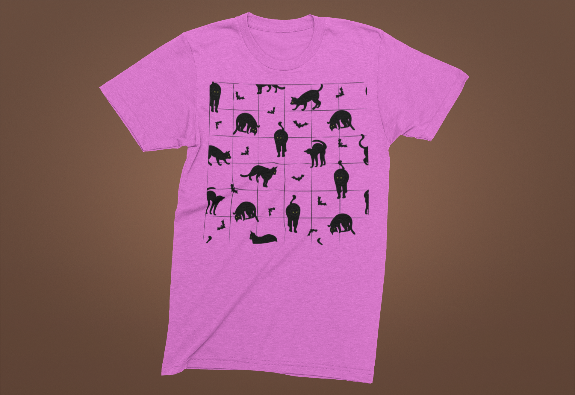 Cat Silhouette Pattern T-Shirt — Cute Black Cat Graphic Tee