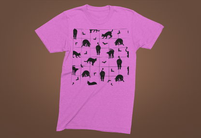Cat Silhouette Pattern T-Shirt — Cute Black Cat Graphic Tee