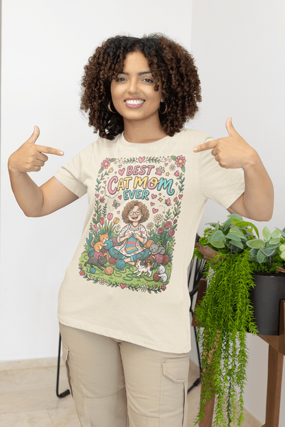 Best Cat Mom Ever T-Shirt – Cute Floral Cat Lover Tee