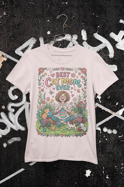 Best Cat Mom Ever T-Shirt – Cute Floral Cat Lover Tee