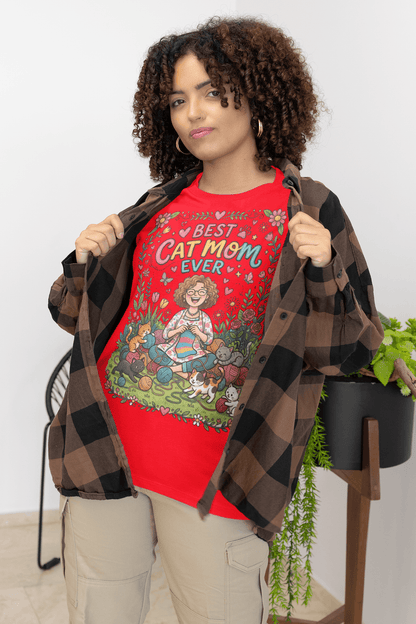 Best Cat Mom Ever T-Shirt – Cute Floral Cat Lover Tee