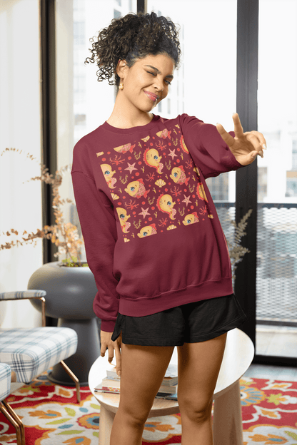 Cute Goldfish Pattern Crewneck Sweatshirt — Kawaii Fish Art Pullover