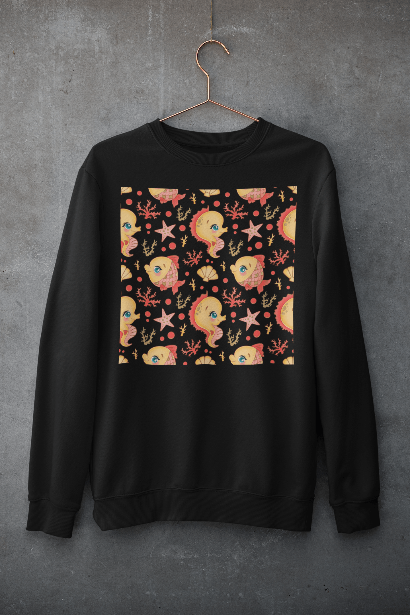 Cute Goldfish Pattern Crewneck Sweatshirt — Kawaii Fish Art Pullover