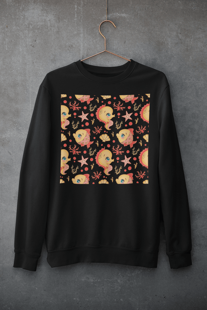 Cute Goldfish Pattern Crewneck Sweatshirt — Kawaii Fish Art Pullover