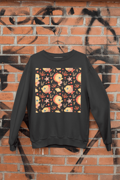 Cute Goldfish Pattern Crewneck Sweatshirt — Kawaii Fish Art Pullover