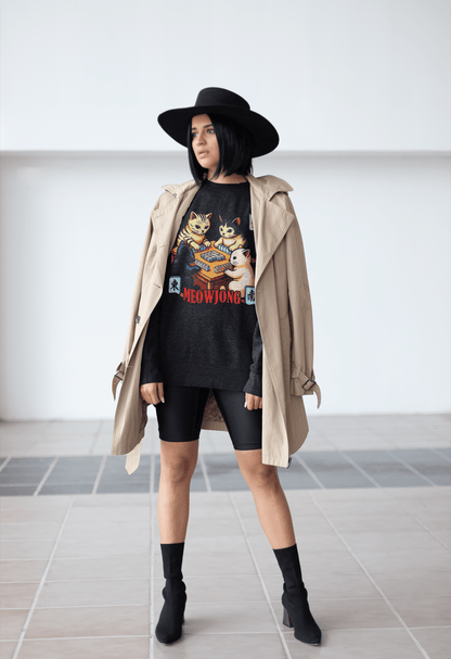 Meowjong Crewneck Sweatshirt — Cute Cats Playing Mahjong Graphic Sweatshirt
