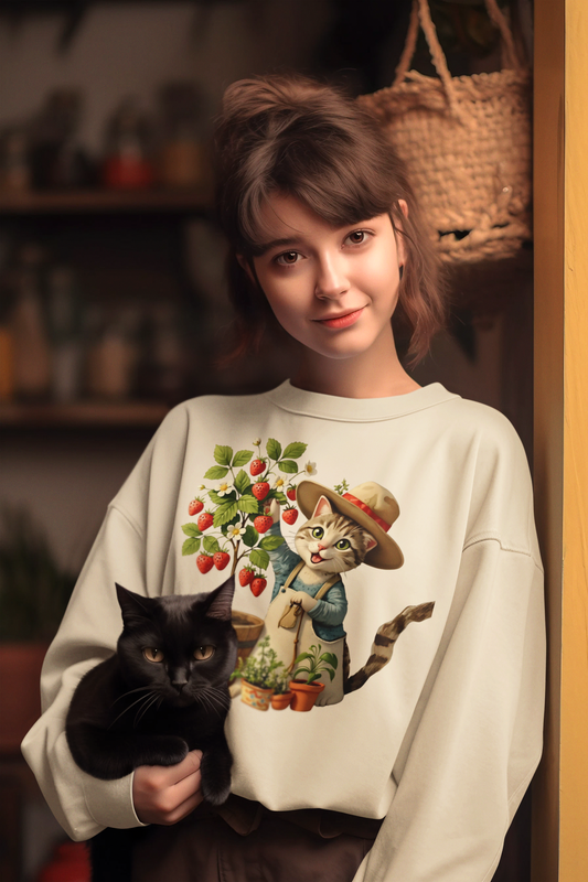 Cat Gardener Sweatshirt – Cute Harvest Kitty Crewneck