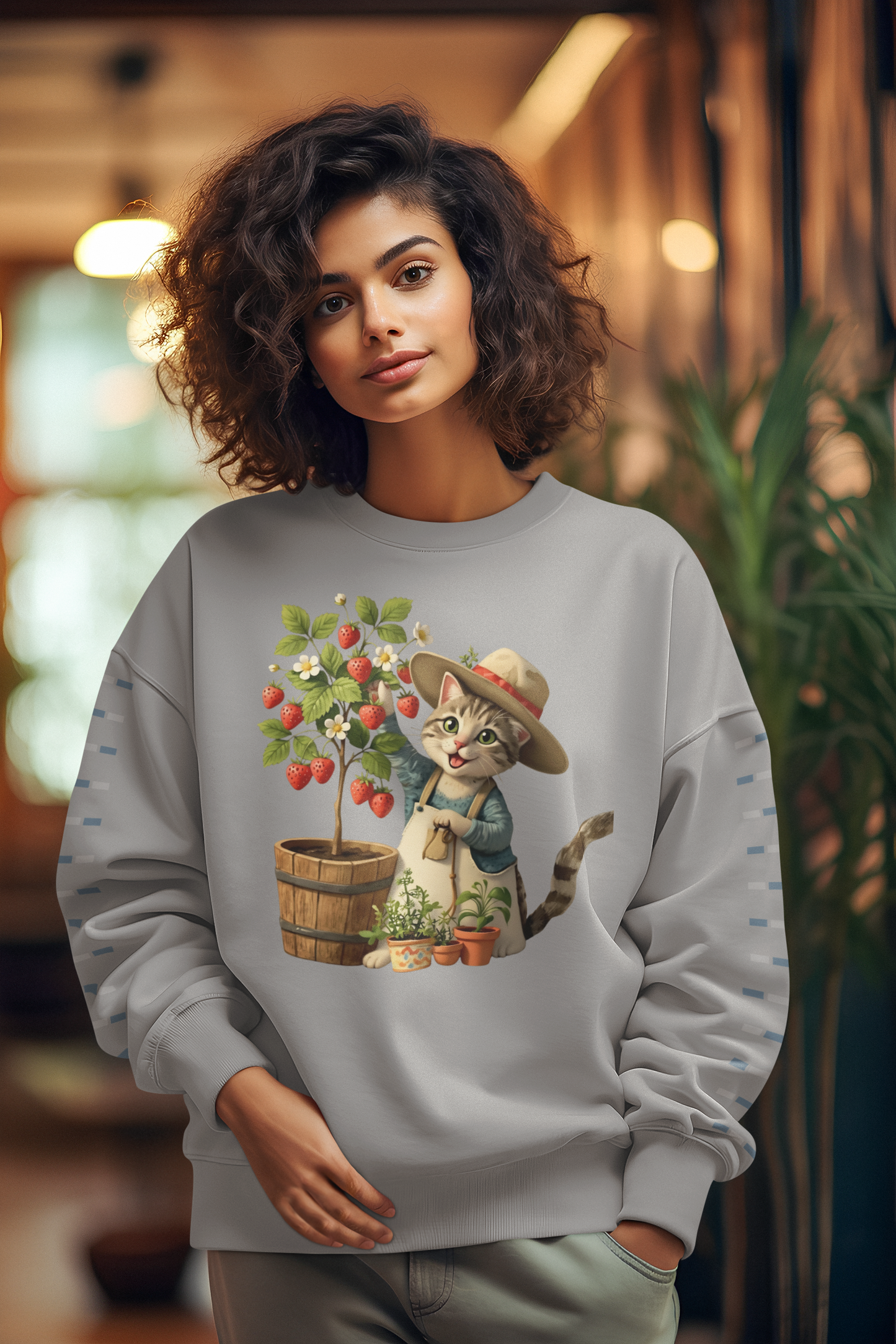 Cat Gardener Sweatshirt – Cute Harvest Kitty Crewneck